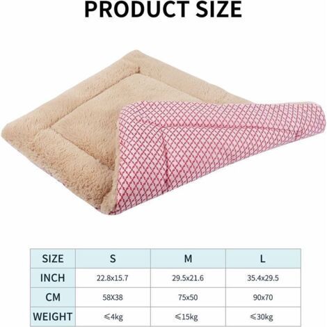 Matelas pour Chien, Matelas pour Animaux De Compagnie, Couverture De Chien XZ014 (M (75 55CM), Short Plush Pink) (1/3)