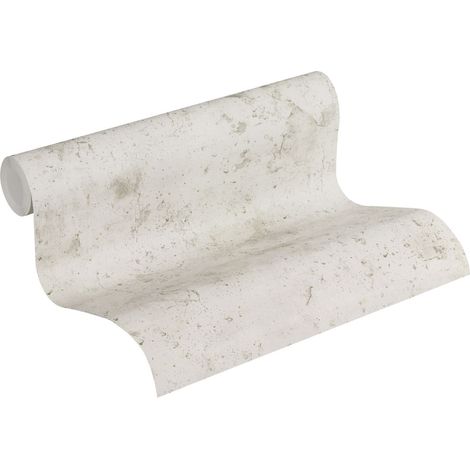 Papier peint uni blanc motif taches grises Tapisserie moderne grise claire imitation béton Papier peint effet ciment pour bureau (1/5)