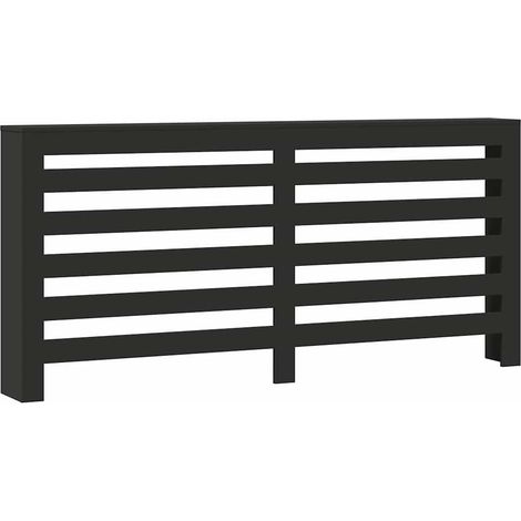Cache-radiateur noir 175x20x82 cm bois d'ingénierie