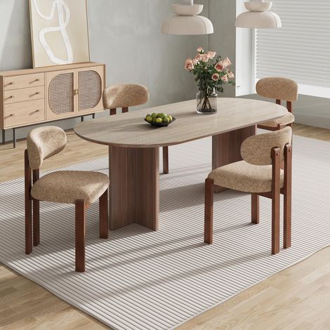 Lot de 4 chaises de Salle à Manger Modernes, chaises rembourrées avec Pieds en Bois et Dossier Fixe en Tissu, pour Salle à Manger, Cuisine, Restaurant – Pieds Brun foncé,Camel (1/5)