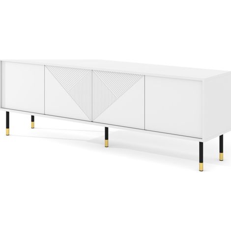 Meuble TV 180x40x61 cm meuble Hi-fi luxueux sur pied blanc mat WODUN (1/5)