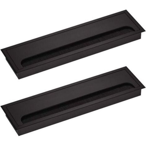 Passe-Câble pour Bureau Rectangulaire 80x 275mm Passe-Câble Presse-étoupe pour Table de Bureau Meubles de Maison CABLE Aluminium Noir Anodisé Carré 2 Pièces (1/5)