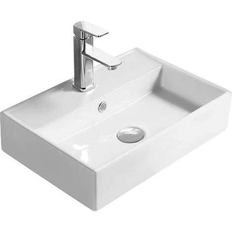50cm Countertop Basin with Overflow and Tap Hole - Ceramic