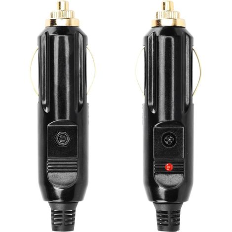 Lot de 2 prises allume-cigare mâles 20 A, 12 V/24 V, entièrement en cuivre, avec LED rouge.