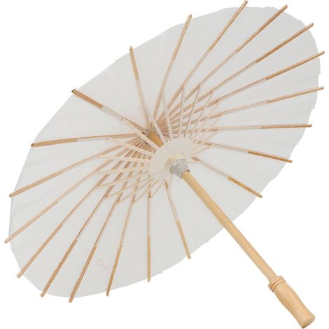 Parasol parapluie en papier blanc classique à faire soi-même, accessoire photo pour mariage et fête (39,5 cm) (1/5)