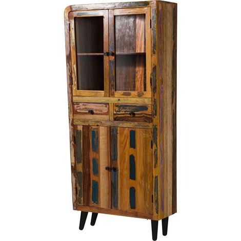 Vitrine Altholz 90x35x200 mehrfarbig lackiert SIXTIES 113