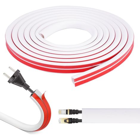 Goulotte Cache Cable 3 Mètres, Blanche, Auto Adhésif Autocollante, Passe Cable Mural, Pour Maison et Bureau (1/5)