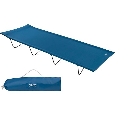 Aktive 52859- Lettino pieghevole, lettino da campeggio pieghevole, lettino da spiaggia, lettino da esterno pieghevole, amaca da giardino, lettino per carichi pesanti, blu navy, 100 kg, 180x60x18 cm (1/4)