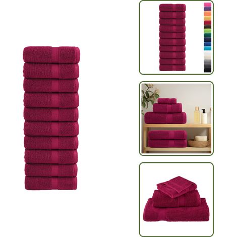 The Living Store Premium Gästetücher SOLUND 10 Stk. Bordeaux 30x50 cm 600 g/m² - Gästetücher (1/5)