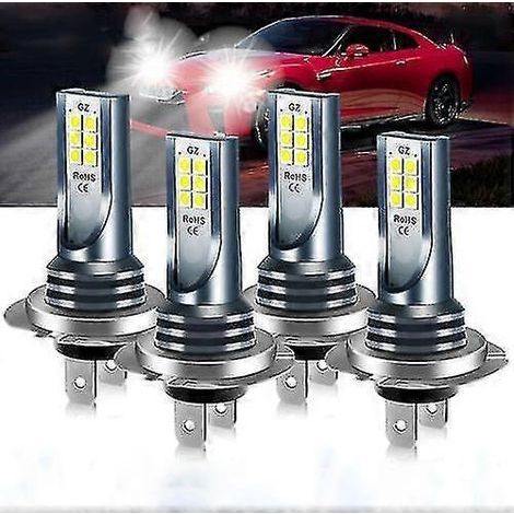 Kit de 4 ampoules LED H7 pour phares, feux de croisement/route, 220 W, 60 000 lm, blanc 6 000 K, ultra-lumineuses (1/4)