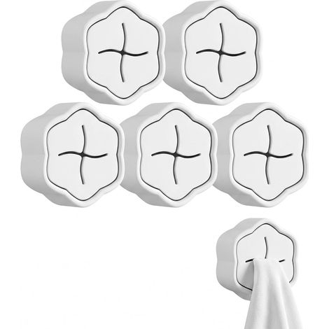Lot de 5 Accroche Torchon Cuisine Blanc, Porte Serviette Auto-Adhésif, Crochet Torchon Mural Sans Perçage pour Salle de Bain et Camping-car, Fixation Rapide Sans Outil (1/5)