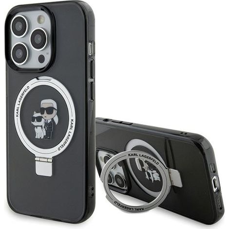 Custodia rigida nera/nera per iPhone 15 Pro Max 6.7" Karl Lagerfeld KLHMP15XHMRSKCK con supporto ad anello e MagSafe Karl&Choupette per iPhone 15 Pro Max 6.7" (1/5)