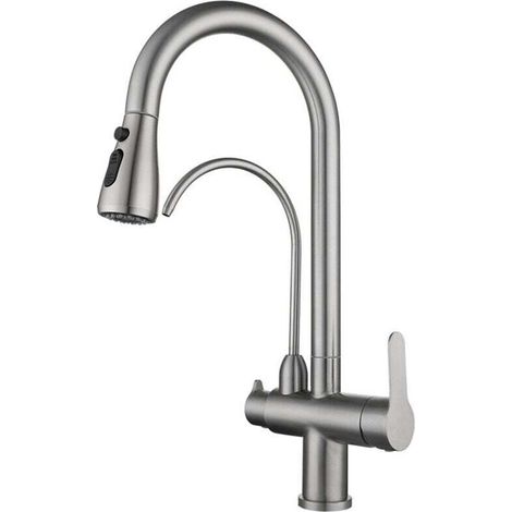 3-Way Extendable Kitchen Faucet, 304 Stainless Steel Sink Mixer Tap with 360° Rotation (1/5)