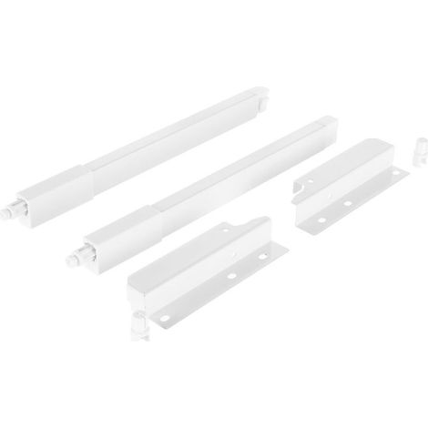 Set di 2 guide longitudinali rettangolari con staffe di fissaggio posteriori per il sollevamento di un cassetto da 140/300 mm, colore bianco. (Alzata, Slitta, Layout, Guida, Parapetto) (1/2)