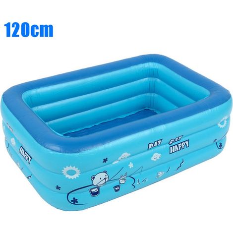 Aufblasbares Babybecken 120 x 70 x 35 cm – Hochdichtes PVC – Tragbares Ablaufsystem – Rechteckiges Planschbecken (1/5)