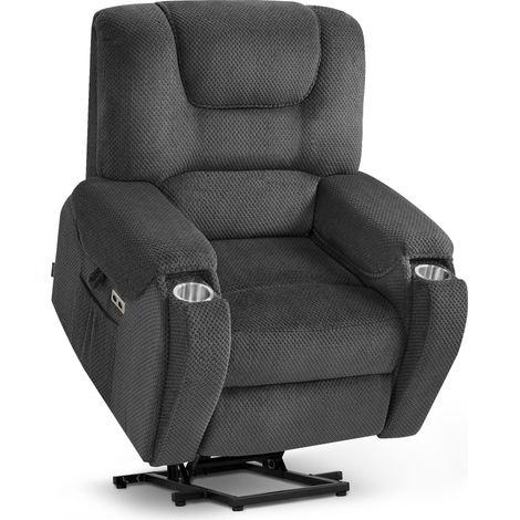 M MCombo Fernsehsessel mit Aufstehhilfe Elektrisch, mit Massage & Heizung, Relaxsessel mit Liegefunktion bis 145°, 7252 (Stoff, Dunkelgrau) (1/5)