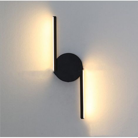 Applique Murale Interieur Design Simple ,38cm Lampe de Murale Moderne 8W Noir pour Salon Couloir Chambre à coucher Jardin (Blanc chaud) (1/4)