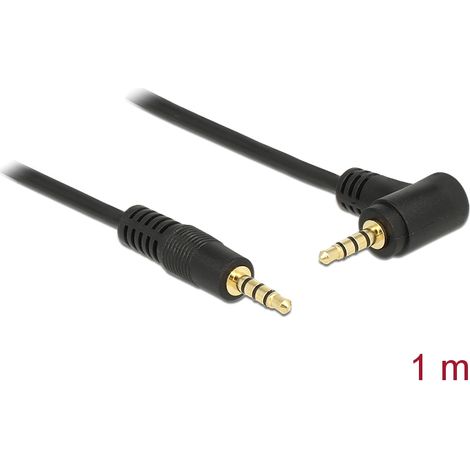 Kabel klinke 4 pin 3,5 mm stecker  stecker gewinkelt iphone 1,0 m schwarz delock