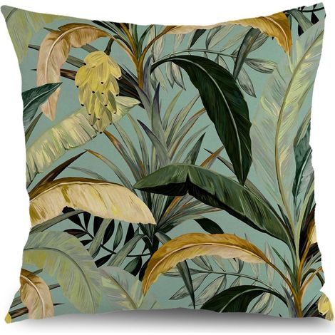 Housse de coussin plantes papillon fleurs, décoration maison élégante,45×45cm (1/5)
