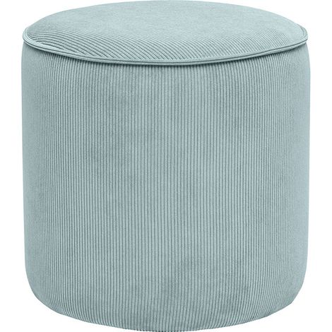 Samtiger Cord-Pouf in Blaugrau D40 cm PAUL