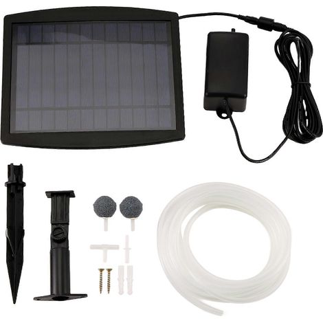 Aquarium Air pompe Oxygenator, 2.5W solaire Air pompe avec 2 Air Bubble Stones, solaire Pond No bruit solaire pour (1/5)