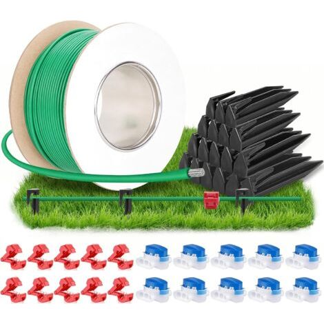 Câble de délimitation pour robot tondeuse à gazon, 50 m, piquets, 10 connecteurs câble, bornes raccordement, kit d'accessoires câble compatible avec Gardena, Bosch - (1/5)