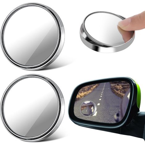 angle mort miroir de voiture, 2 pièces 360° Rotation angle mort Miroir réglable verre convexe voiture Convex Mirror Automotive rétroviseur extérieur (1/5)