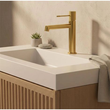 Exagonshop Rubinetto lavabo senza scarico in ottone oro