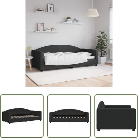 vidaXL Canapé nuit - Lit de repos sans matelas noir 90x190 cm tissu (1/5)