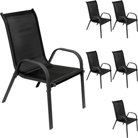 6 Stück Stapelsessel KD Metall - Textilen schwarz-DMC330880-6 (1/3)
