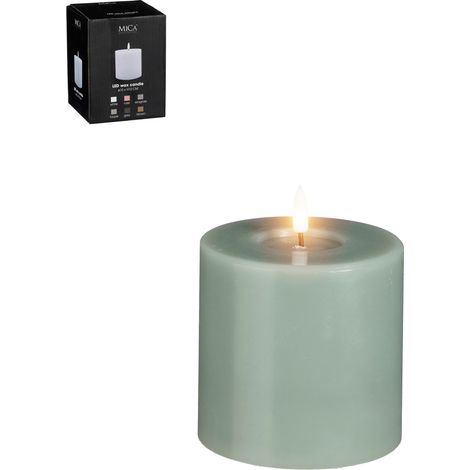 Mica LED Kerze grün, warm weiss, batteriebetrieben mit Timer 10 x Ø 10 cm Flammenlose/LED-Kerze (1/2)