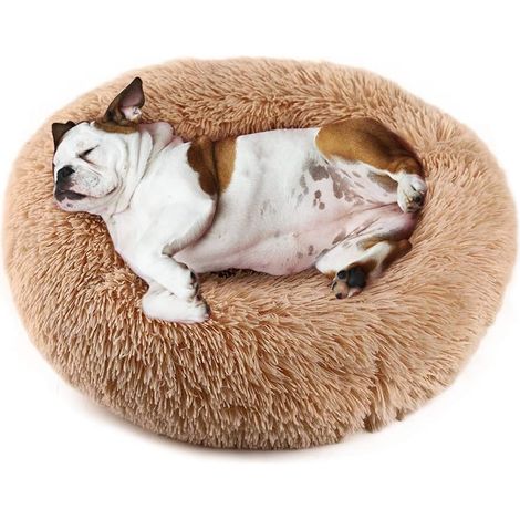 Cama redonda con forma de rosquilla para perros y gatos - Cálida - Suave y reconfortante - Saco de dormir cómodo para primavera y otoño (gris claro, 70 cm) (1/5)