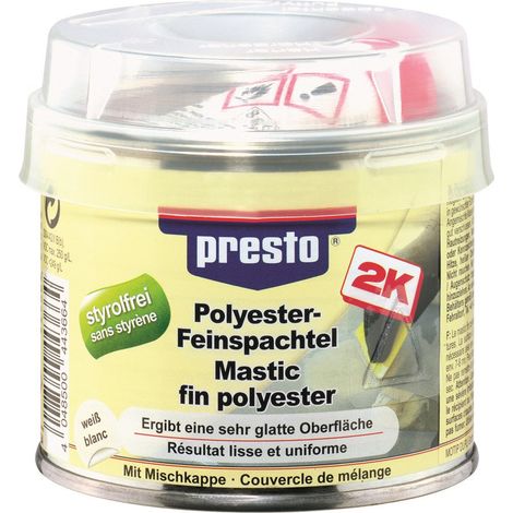 PRESTO - Mastic polyester fin avec tube durcisseur - pot de 500g - 12045 - Ce produit de marque PRESTO est neuf.
