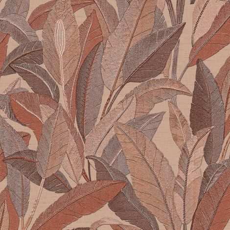 Exklusive Luxus Tapete Profhome RE521055-DI heißgeprägte Vliestapete mit floralen Ornamenten schimmernd braun lachs-rot terra-braun 5,33 m2