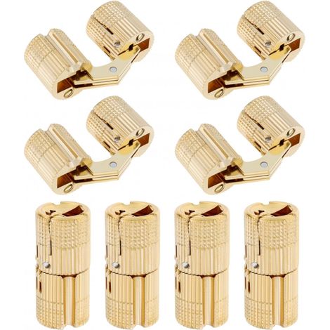 8Pcs 14 mm Hidden Brass Barrel Hinges 180 Degree Opening Angle Concealed Furniture Hinges for DIY Jewelry Box Hand Craft (1/5)