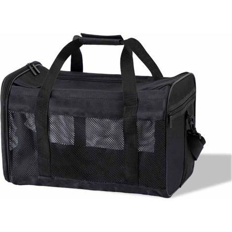 Sac de Transport Pliable pour Chat et Petit Chien - Avec Bandoulière Réglable - Pour Voiture, Aviateur et Train (Noir, M)