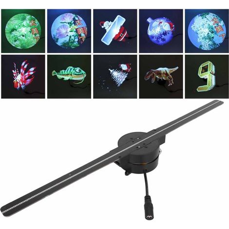 Ventilador de holograma 3D 2000x224, 224 LED, compatible con WiFi y aplicación, proyector de hologramas, dispositivo de visualización publicitaria, 100-240 V, enchufe británico, 41 cm