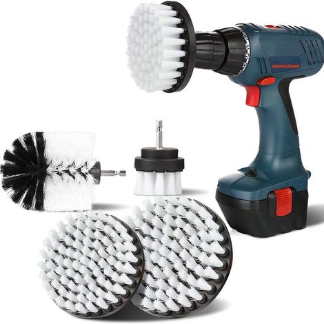 2pcs Drill Cleaning Brush, 2"/3.5"/4"/5" Rotary Brush for Electric Drill Cleaning Soft Bristle Drill Brush for Carpet Cleaning (White) (1/5)