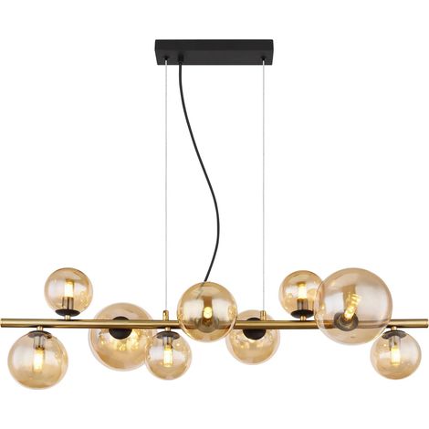 [GEBRAUCHT] B-Ware Globo Pendelleuchte Hängeleuchte Led Riha Schwarz Matt Glas Metall 9 Flammig