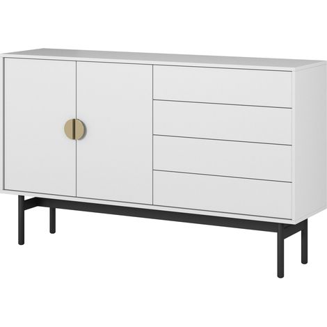 Selsey STOON II - Buffet avec 2 portes et 4 tiroirs - 154cm - blanc