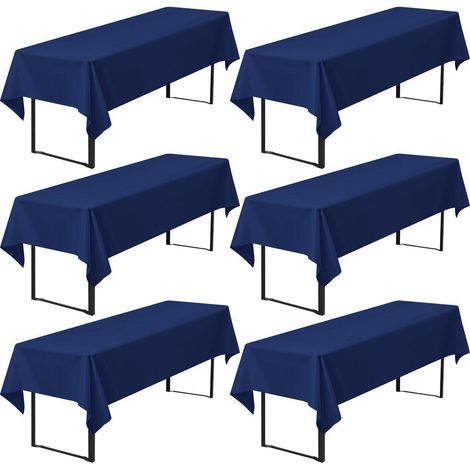 Biertischdecke 6er-Pack Marineblau 260x110cm Polyester für Bierzeltgarnitur