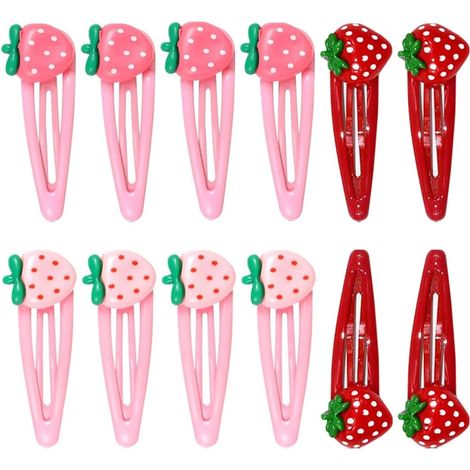 Y2K Set of 12 Strawberry-Shaped Hair Clips, Pink Fruit, Retro Strawberry Accessories, Decorative Gift for Everyday Style (Three Colors) (1/5)