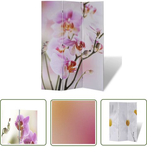 The Living Store Cloison de séparation pliable 120 x 170 cm Fleur - Séparateur De Pièce - Cloison Pliable - Décoration Murale - Organisation Intérieur - Diviser Pièce (1/5)