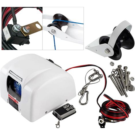Winde Elektrische Seilwinde 12V Boot Elektrische Ankerwinde mit Fernbedienung Marine Salzwasser 25 lbs (1/5)