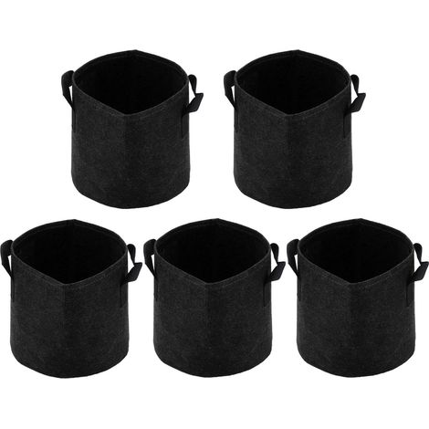 Lot de 5 sacs de culture de 3 gallons (11,4 litres) en tissu non tissé, pots de jardinage pour légumes, pommes de terre, tomates et fleurs, noirs. (1/5)