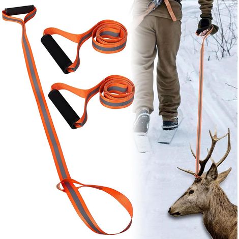 Corde de Traînée de Cerf, Corde de Remorquage de Cerf, Réfléchissante Corde de Chasse, Sangle de Traînée de Cerf Portable pour Emballage, Bagages, Traînage et Traction Faciles (1/5)