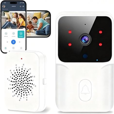 Videoportero inalámbrico genérico,Cámara HD 1080p,Intercomunicador Wi-Fi inteligente,Detección de movimiento,Resistencia al agua IP65 (1/2)