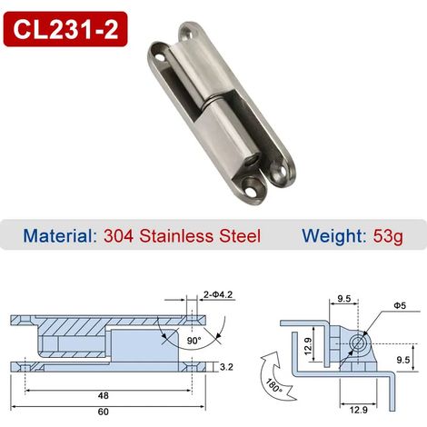 (CL231-2-304) 2 pièces CL231-1-2 Charnières mâles/femelles détachables en acier inoxydable, charnières à encastrer, charnières amovibles pour boîtier électrique en alliage de zinc (1/5)