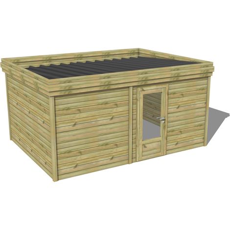 ABRI DE JARDIN bois traité 27mm, 4,7x3,4m, 16m2