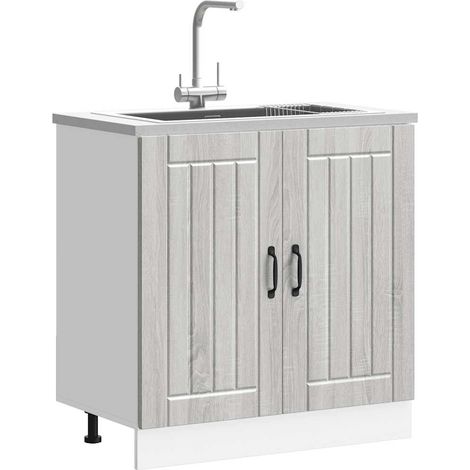 Armadio da Cucina Mobile Base Lavello Lucca Grigio Sonoma in Legno Multistrato (1/5)